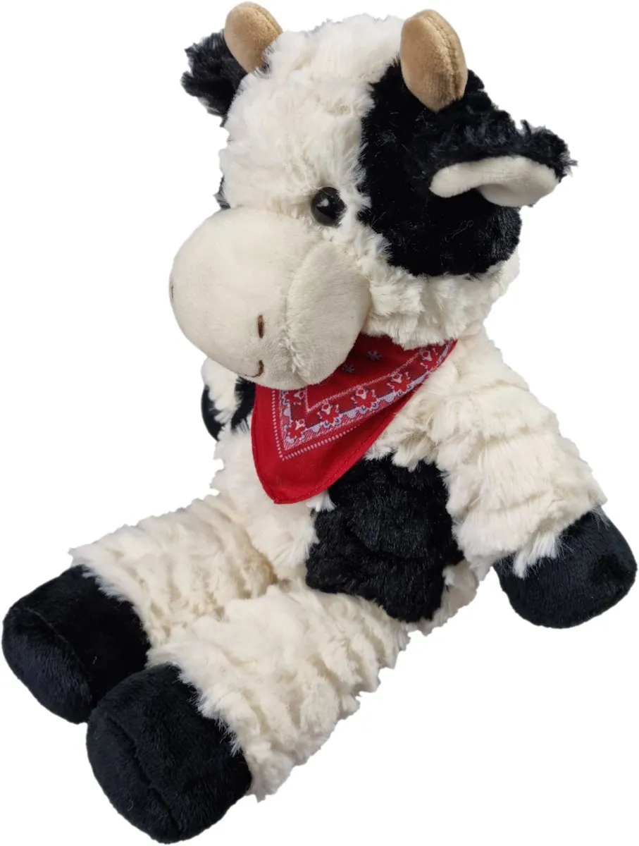 Unitoys Koetje Caroline Knuffel 28cm - Wit-Zwart