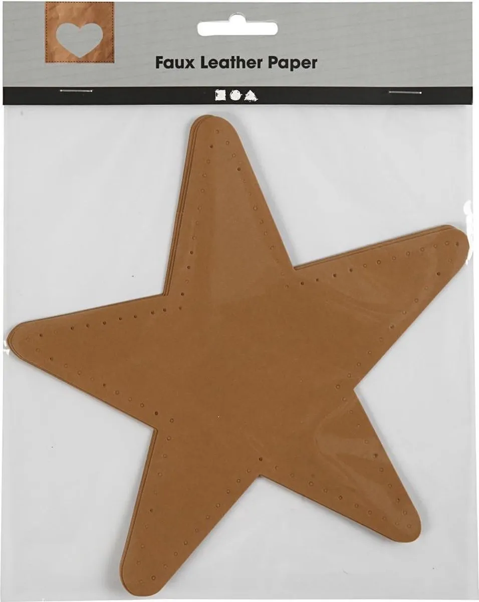 Creativ Company Faux Leather Ster 12x10cm - 4 Stuks - Bruin
