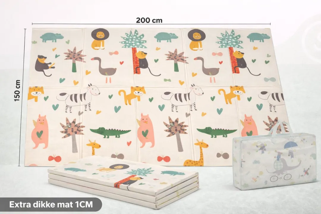 Jack Favorite Toys Speelmat Safari & Dierenmix 150x200cm - Extra dik - Inclusief opbergtas
