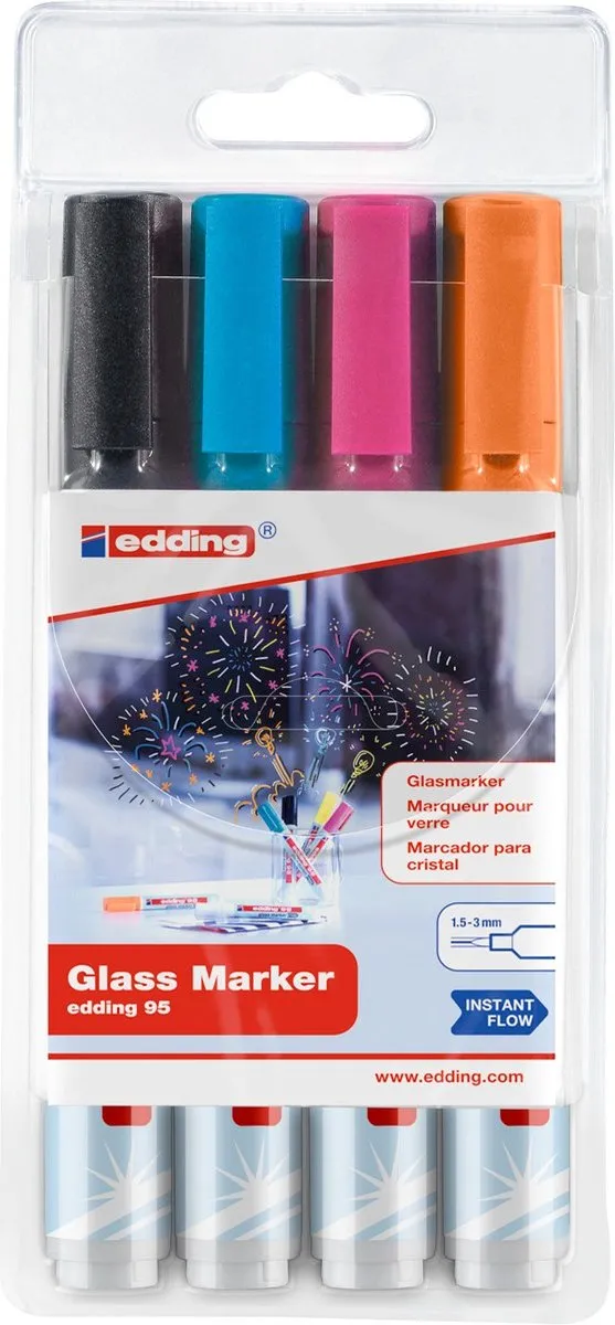 edding 95 Glasmarker Set 4 Stuks - Assorti - afbeelding 10 van 10