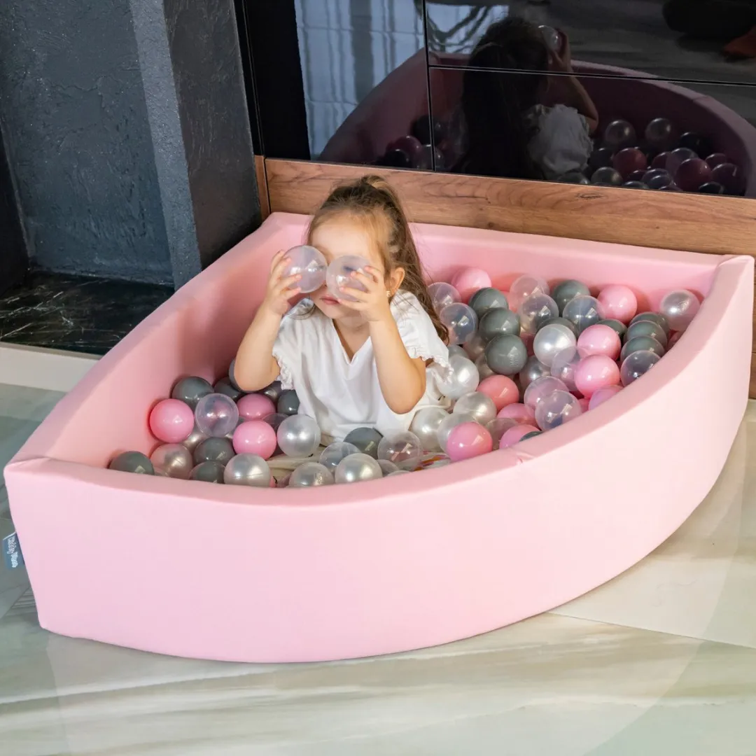 KiddyMoon Ballenbakballen Ø7cm - 200 Stuks - Parel Grijs/Transparant/Poederroze