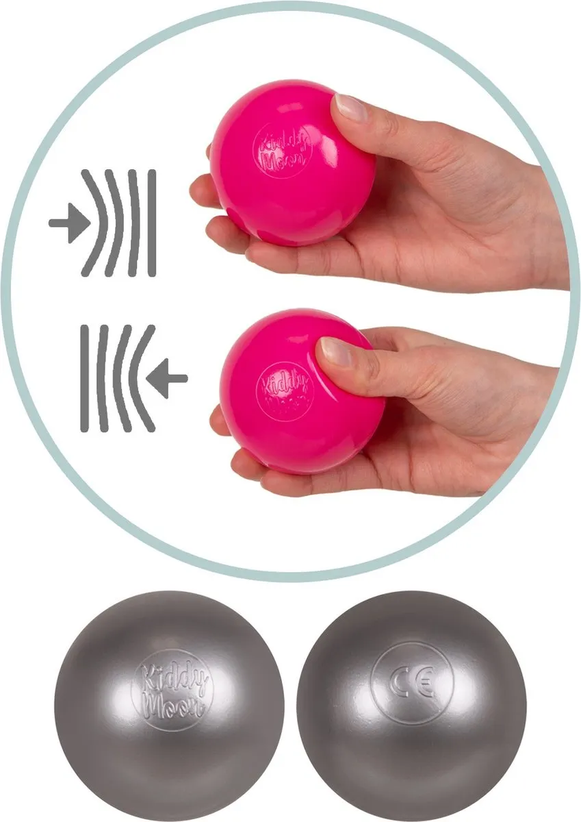 KiddyMoon Ballenbakballen Ø7cm - 200 Stuks - Parel Grijs/Transparant/Poederroze