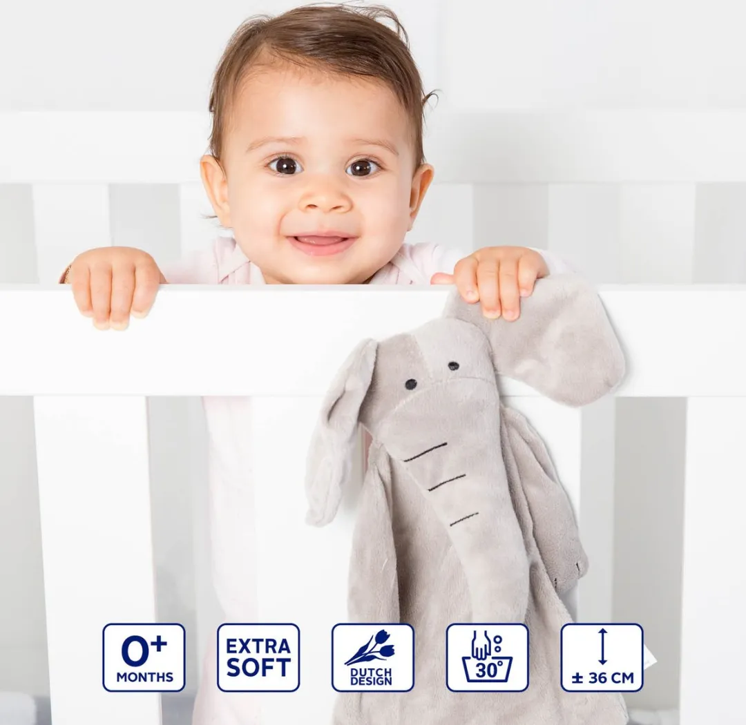 Difrax Babyknuffel Olifant Elliot - Zacht grijs