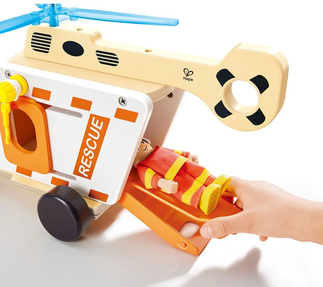 Hape Reddingshelikopter Speelgoedset 6943478056268 - Rood