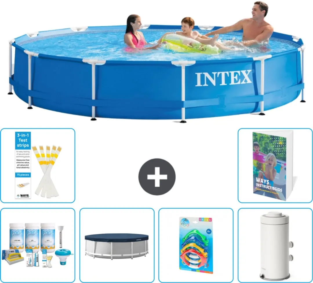 Intex 28210NP-Blauw Rond Frame Zwembad 366x76cm