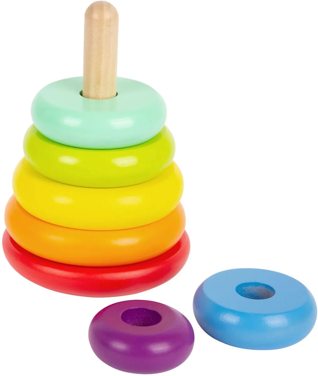 Small Foot Houten Stapeltoren Regenboog - 7-delig Multicolor