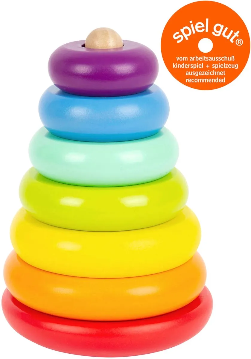 Small Foot Houten Stapeltoren Regenboog - 7-delig Multicolor