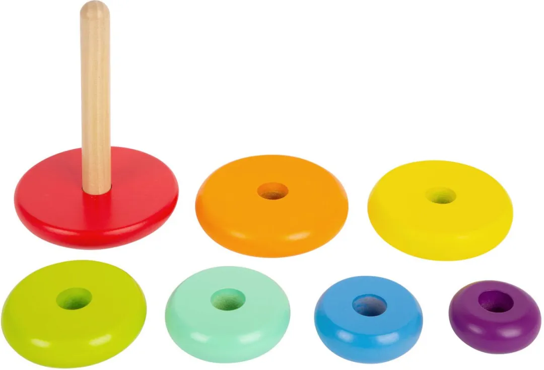 Small Foot Houten Stapeltoren Regenboog - 7-delig Multicolor
