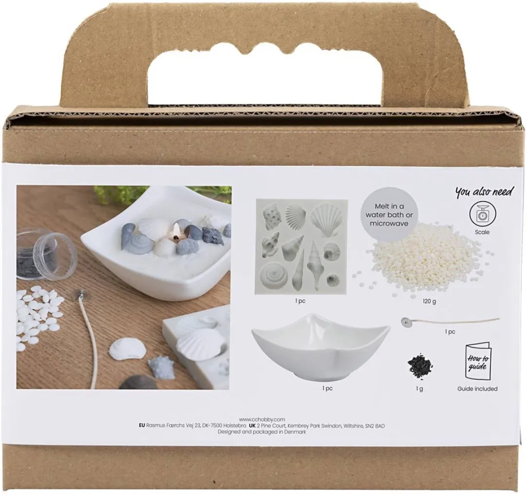 Creativ Company Mini Hobbyset Kaarsen Maken Schelpen - Grijs/Off-White