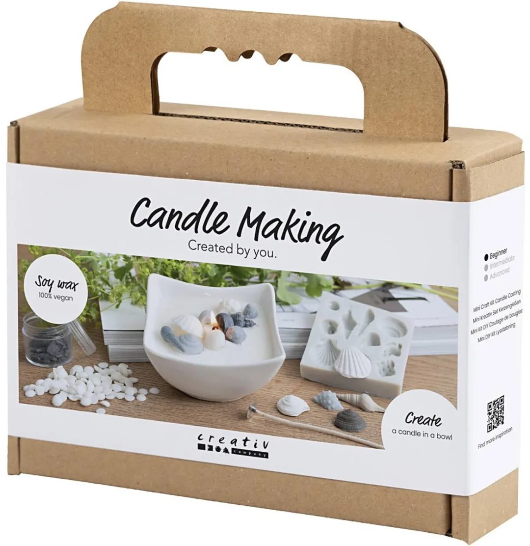 Creativ Company Mini Hobbyset Kaarsen Maken Schelpen - Grijs/Off-White
