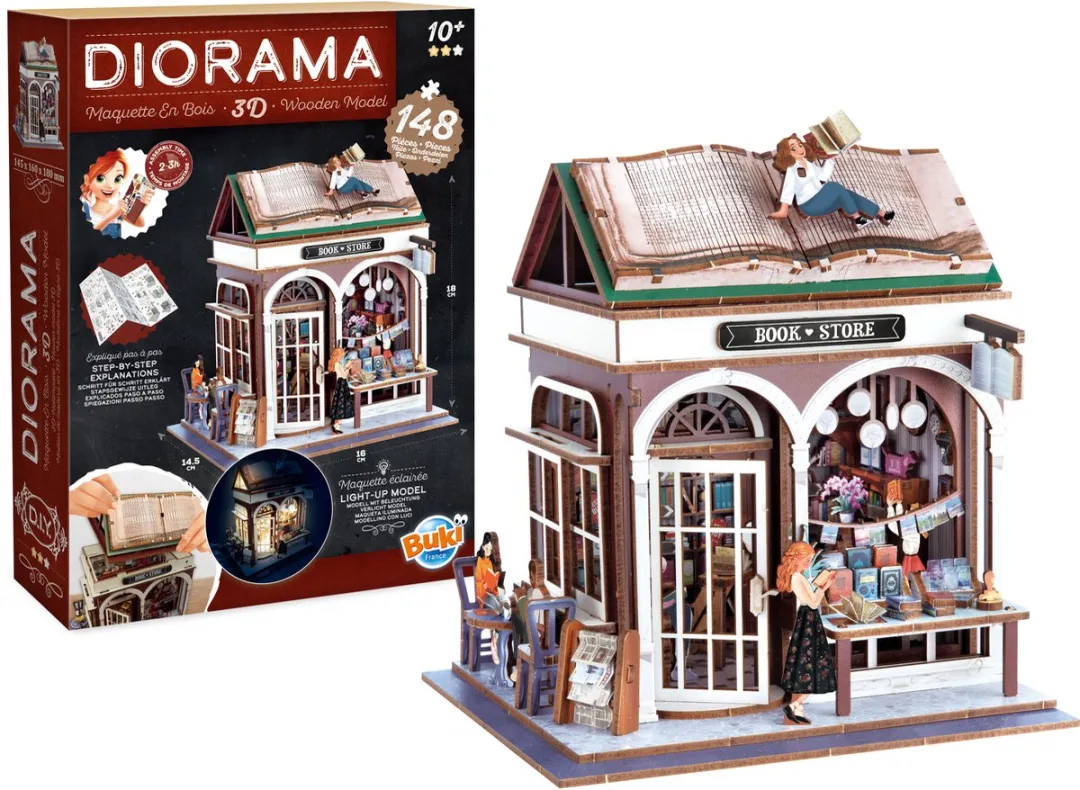 Buki France Bibliotheek Diorama Modelbouwpakket - 148 Onderdelen - Hout