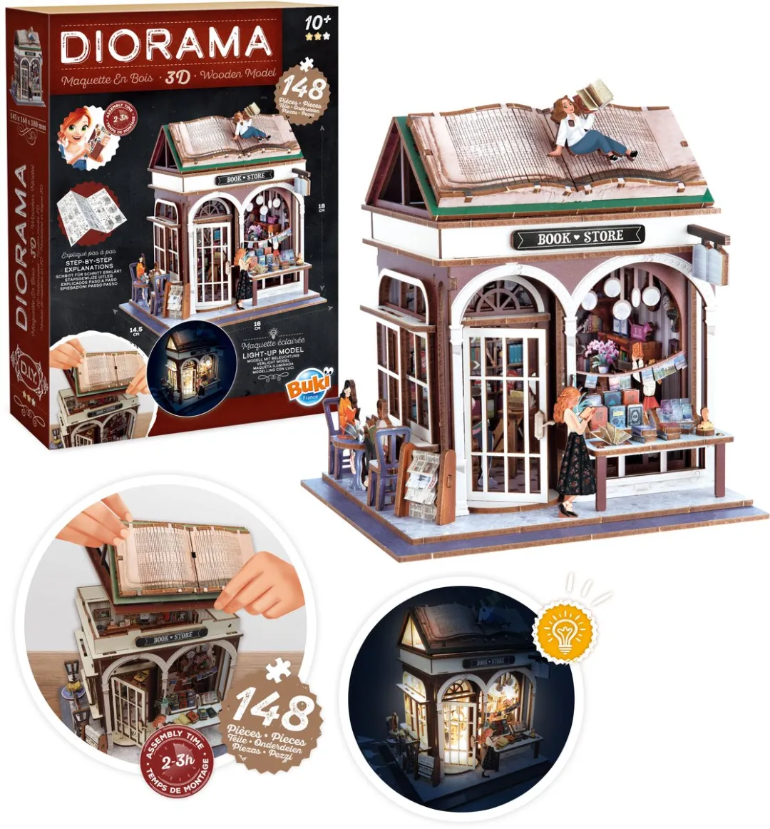 Buki France Bibliotheek Diorama Modelbouwpakket - 148 Onderdelen - Hout