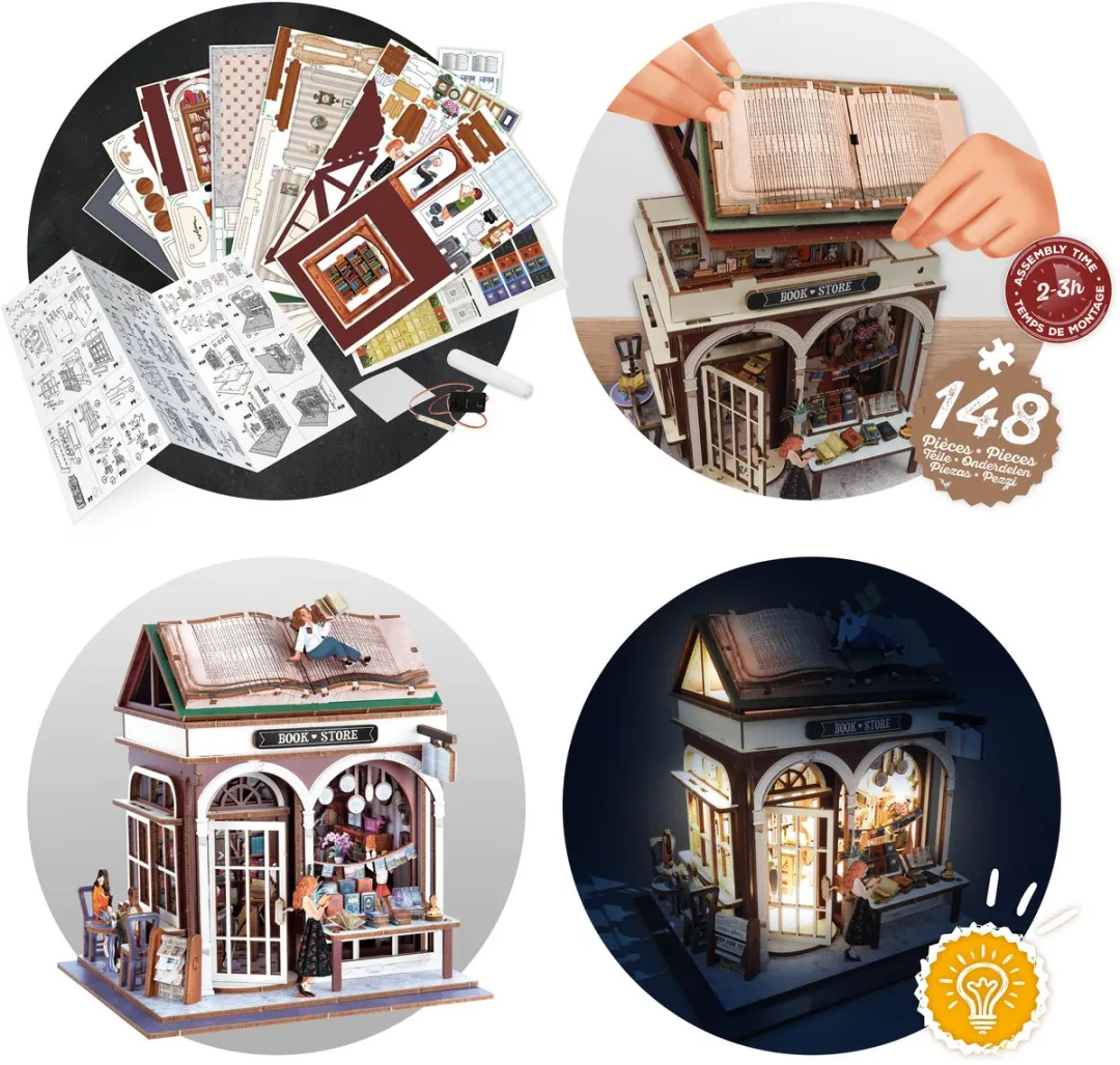 Buki France Bibliotheek Diorama Modelbouwpakket - 148 Onderdelen - Hout
