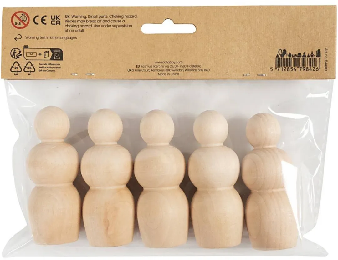 Creativ Company Houten Knutsel Figuren Zandloper 7,5cm - 5 Stuks Multicolor