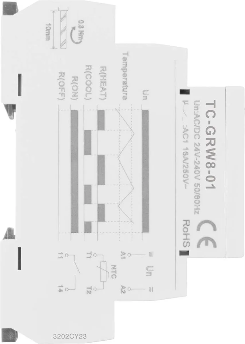 Tru Components TC-GRW8-01 Temperatuurregelaar NTC -15 tot 45°C - 16A