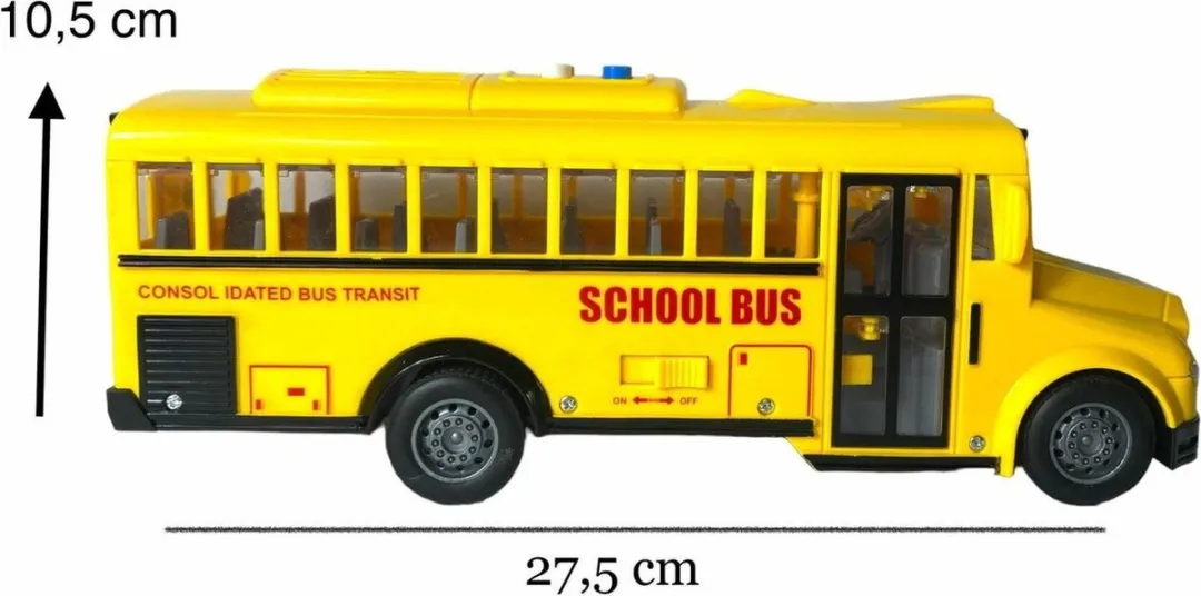 698 Jian Sheng Schoolbus JS-125 Speelgoedbus - 27.5cm Geel