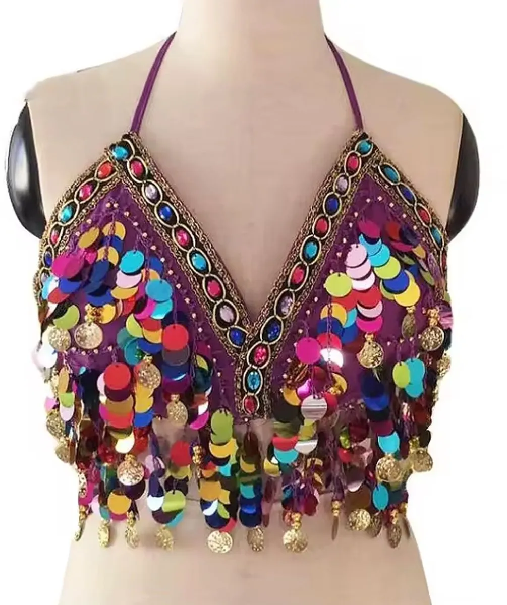 RedParrot Festival Top Dames Glitter Topje - Paars