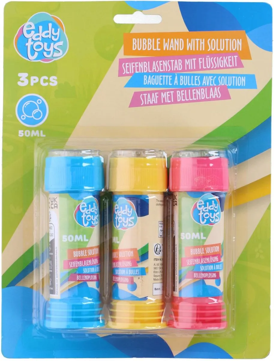 Eddy Toys Bellenblaas Set 3 Stuks - Meerkleurig
