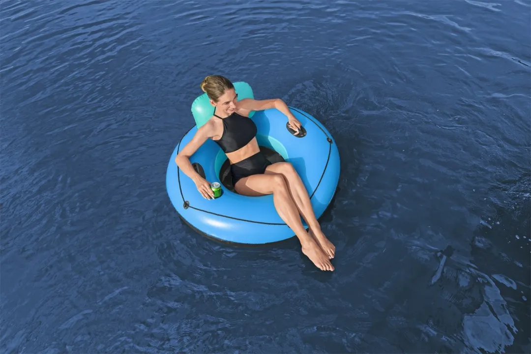 Bestway Comfortabel Zwemband Blauw - Rugleuning & Bekerhouder