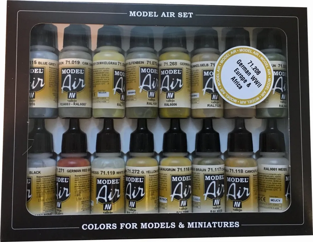 Vallejo Hobbyverf Acrylverf - 71208 German WWII Europe Africa - Model Air - Acryl Set Verf set - 16x 17 ml