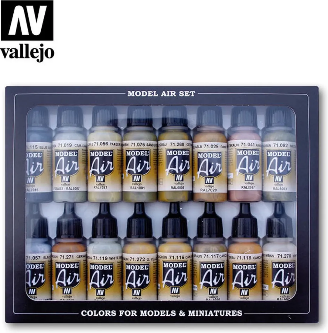 Vallejo Hobbyverf Acrylverf - 71208 German WWII Europe Africa - Model Air - Acryl Set Verf set - 16x 17 ml