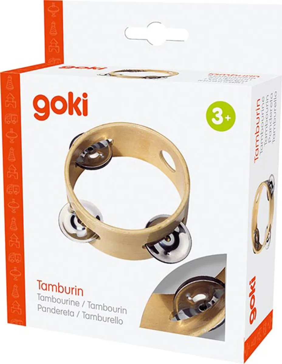 Goki Meerkleurig Tamboerijn met 3 Belletjes