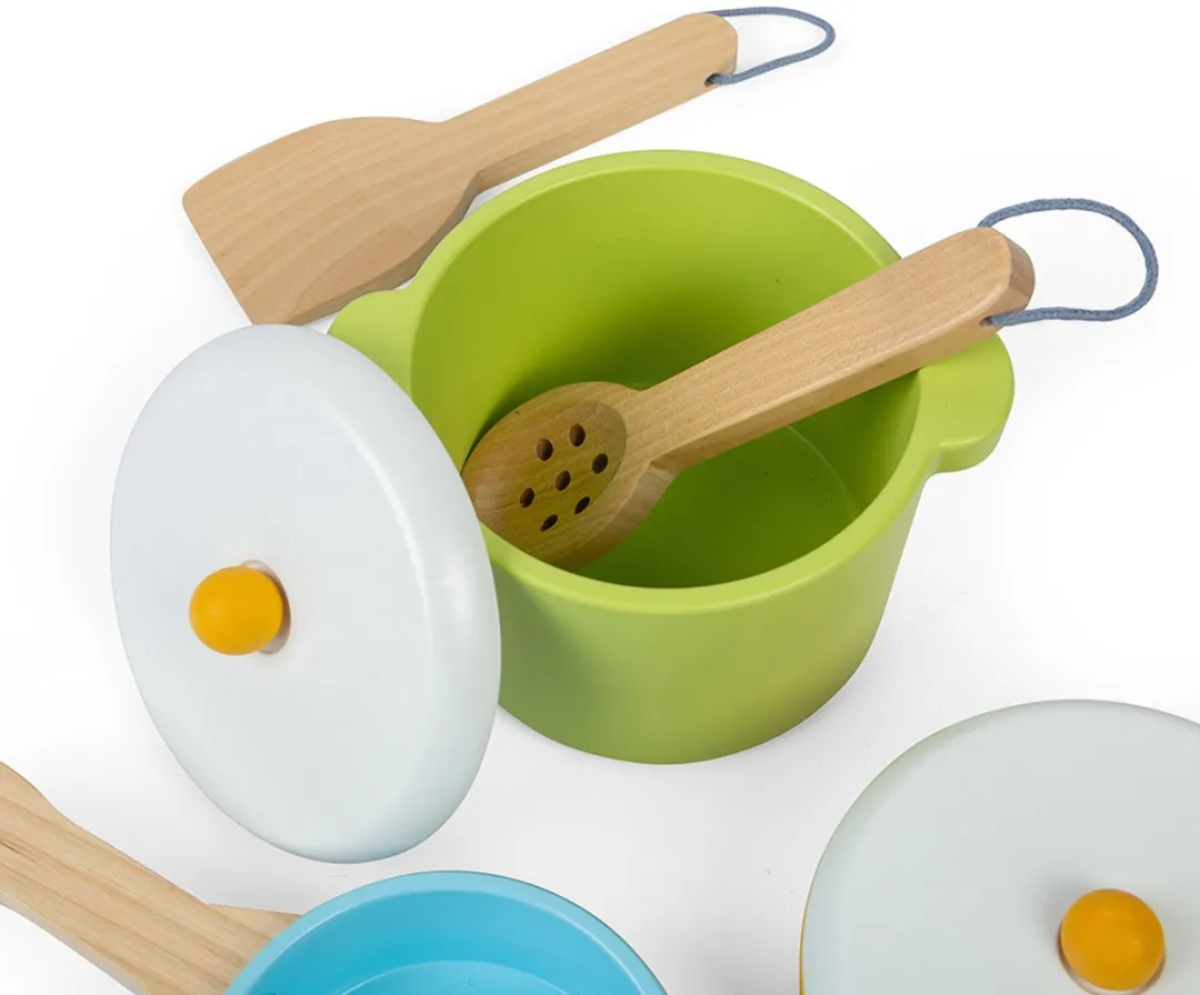 BIGJIGS Houten Pannenset 6-delig - Meerdere kleuren