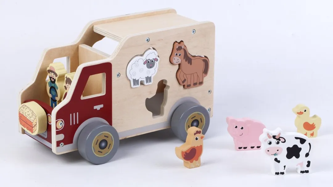 Charl's Toys Houten Vormenauto met Dieren