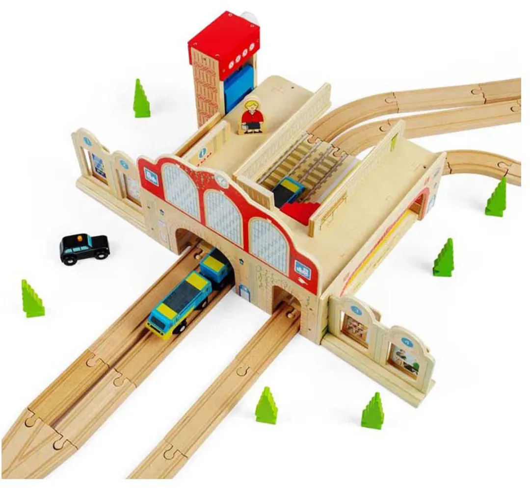 BIGJIGS Grand Central Station Houten Speelset BJT613 - 2 Stuks - Multi