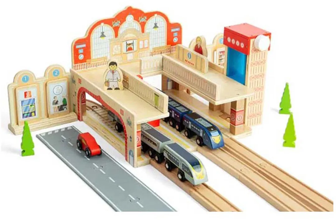 BIGJIGS Grand Central Station Houten Speelset BJT613 - 2 Stuks - Multi