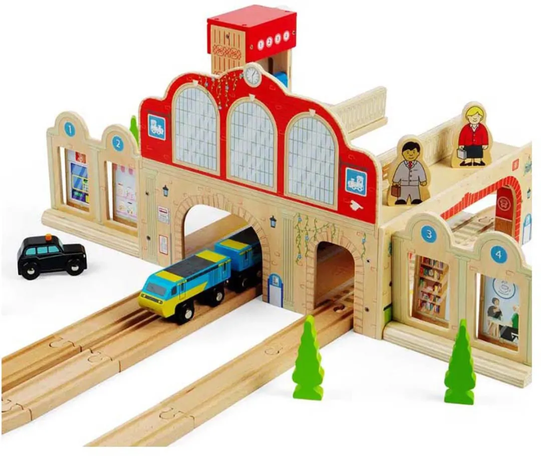 BIGJIGS Grand Central Station Houten Speelset BJT613 - 2 Stuks - Multi