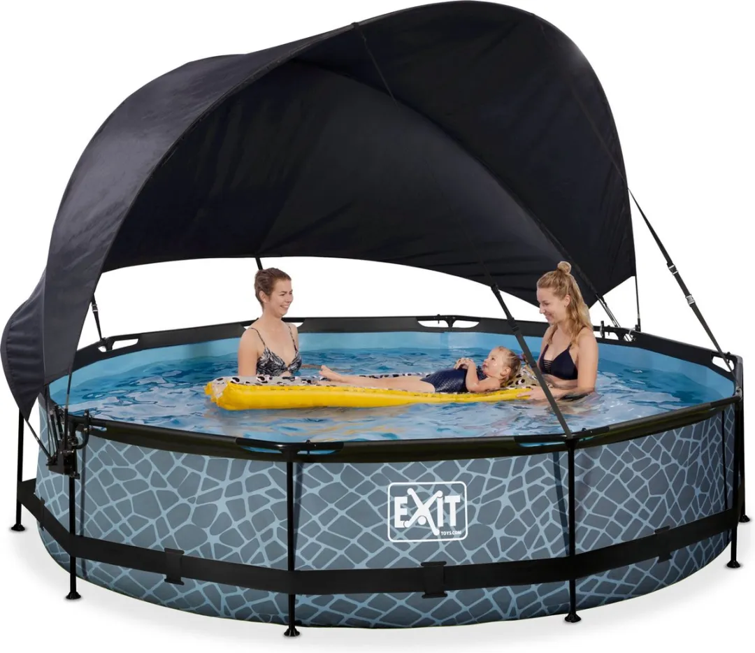EXIT Stone Zwembad 380cm Grijs - met Filterpomp & Schaduwdoek - afbeelding 6 van 6