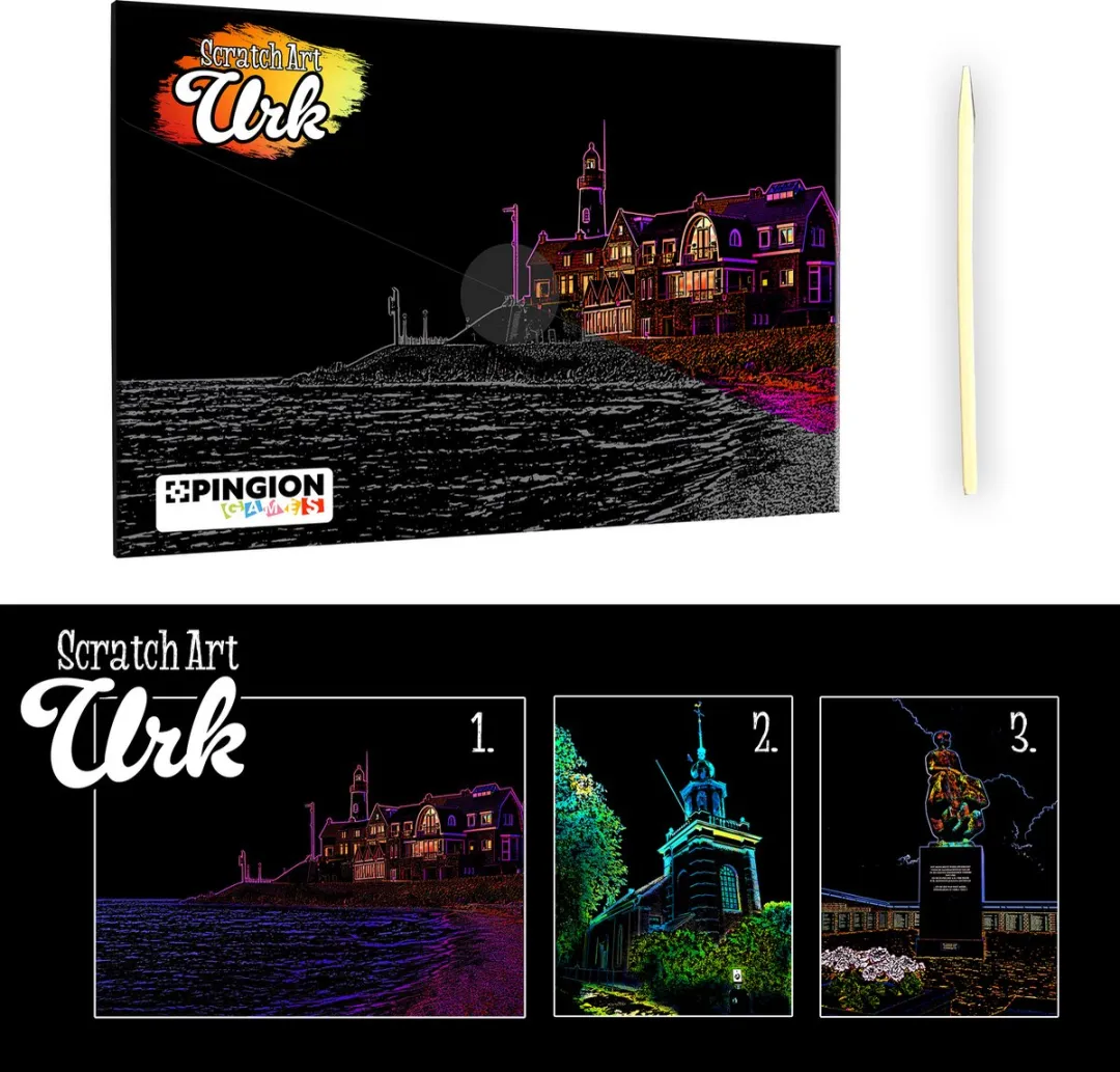 Pingion Games Scratch Art Urk Editie - 3 Tekeningen - Magic Kras