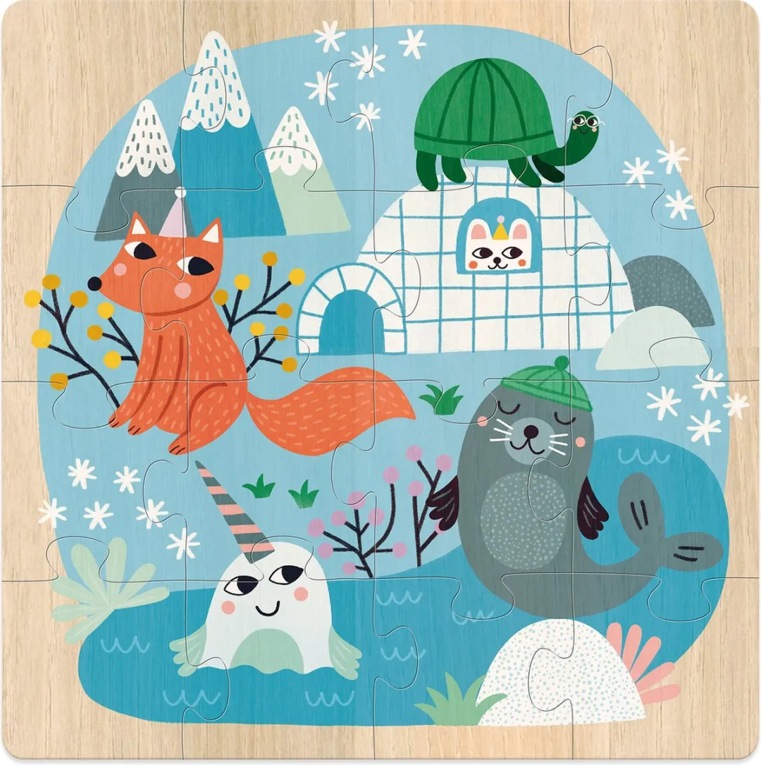 Vilac Houten Puzzel Dieren van de Wereld 3x16 Stuks