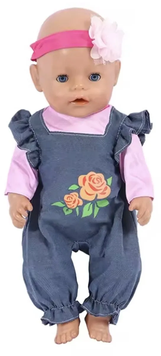 Happy U Kids Roze Spijker Jumpsuit 0456 - Babypop 42/43cm