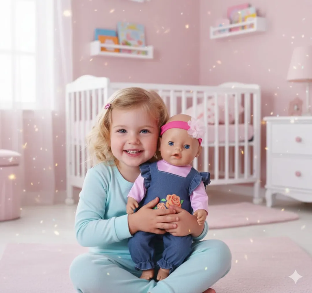 Happy U Kids Roze Spijker Jumpsuit 0456 - Babypop 42/43cm