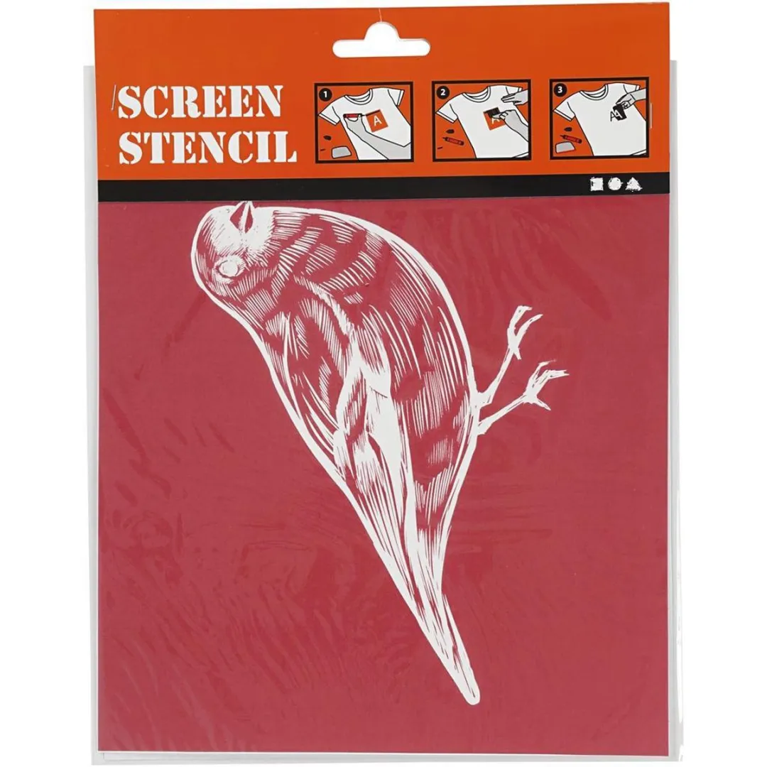 Creativ Company Vogel Screen Stencil 20x22cm - Wit