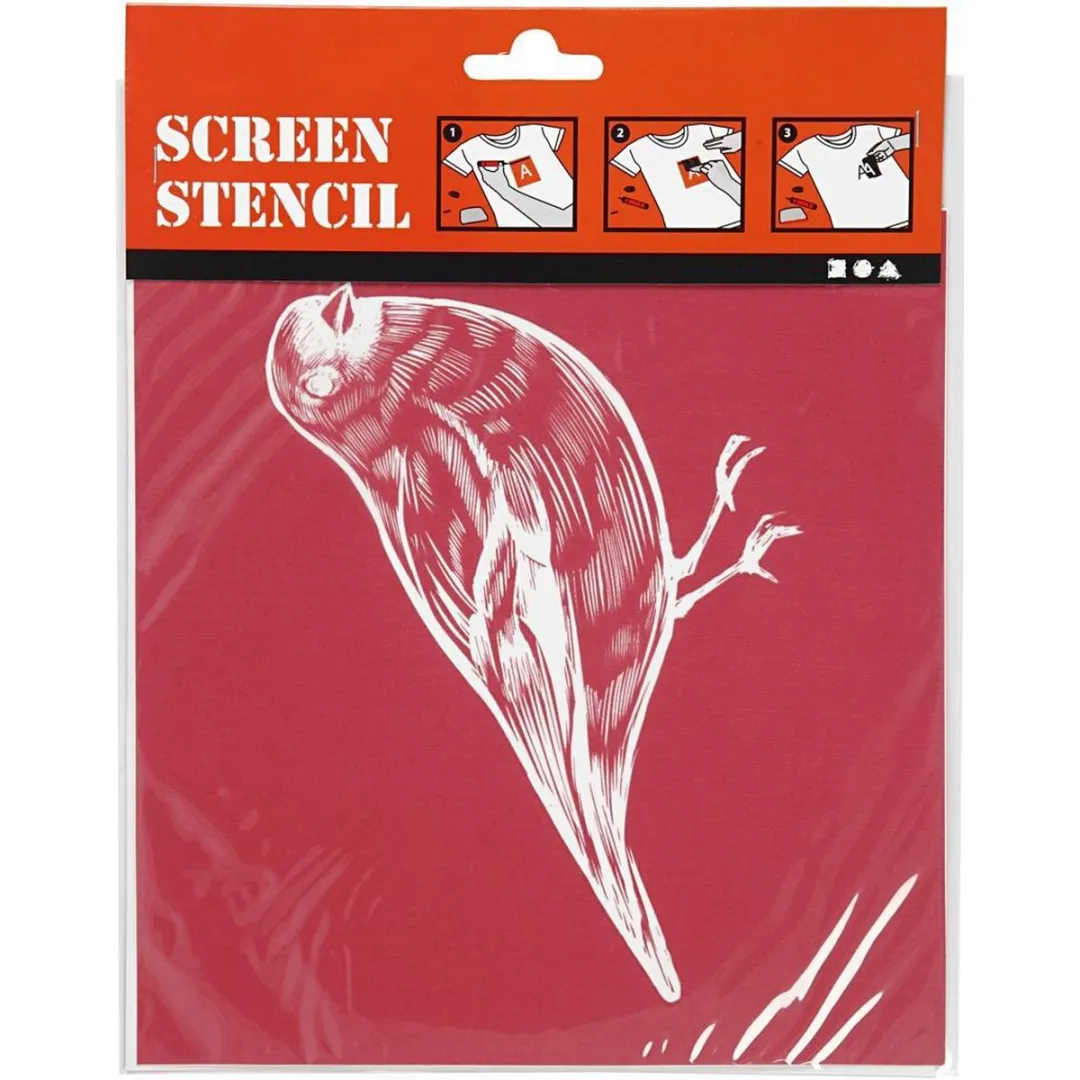 Creativ Company Vogel Screen Stencil 20x22cm - Wit