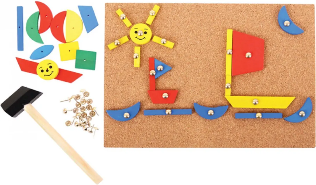 BIGJIGS Hamertje Tik Pin-a-shape - 2-delig - Multicolor