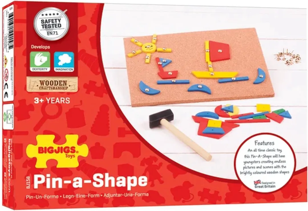 BIGJIGS Hamertje Tik Pin-a-shape - 2-delig - Multicolor