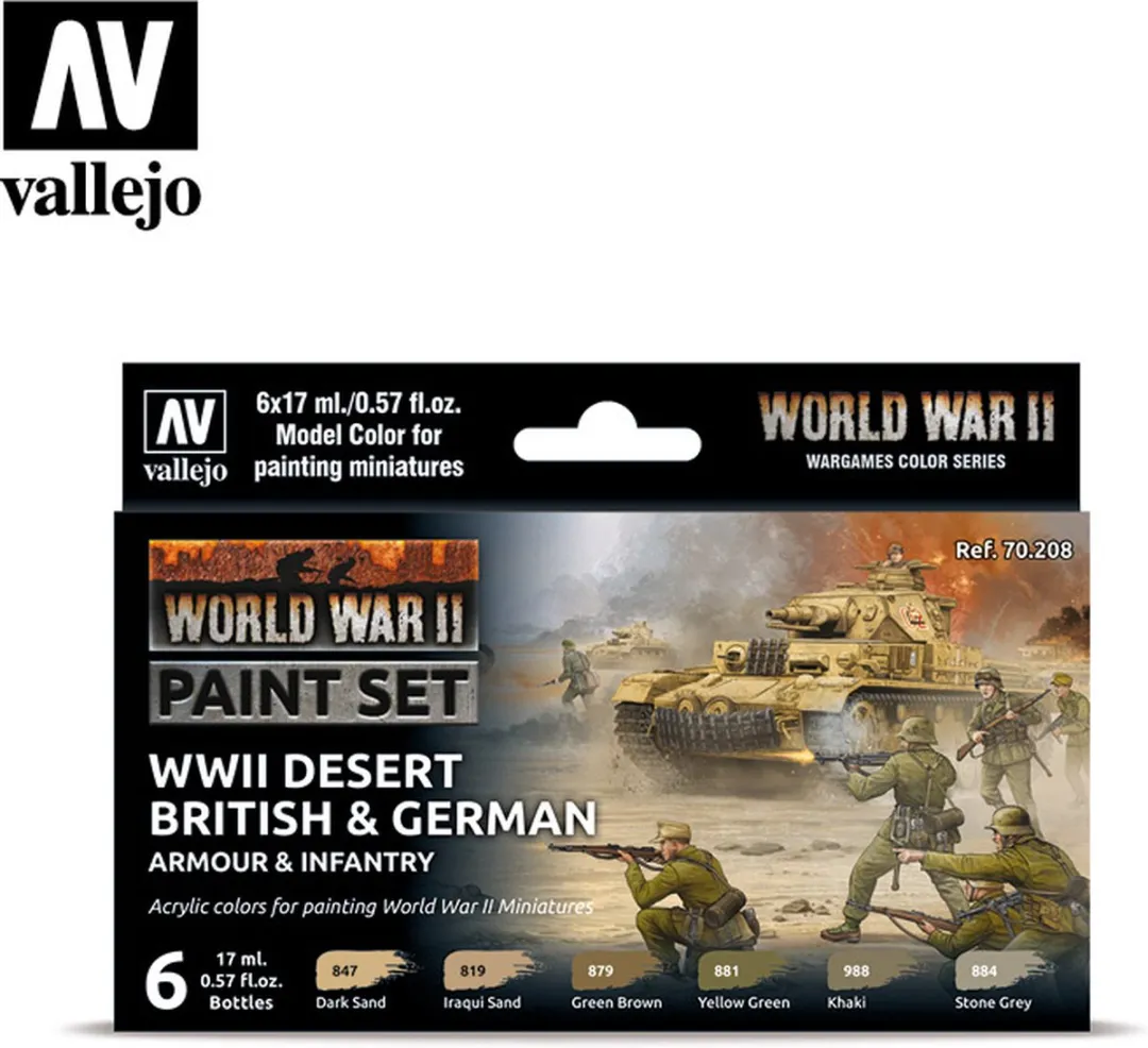 Vallejo Model Color WWII Desert British & German Set - 6x18ml