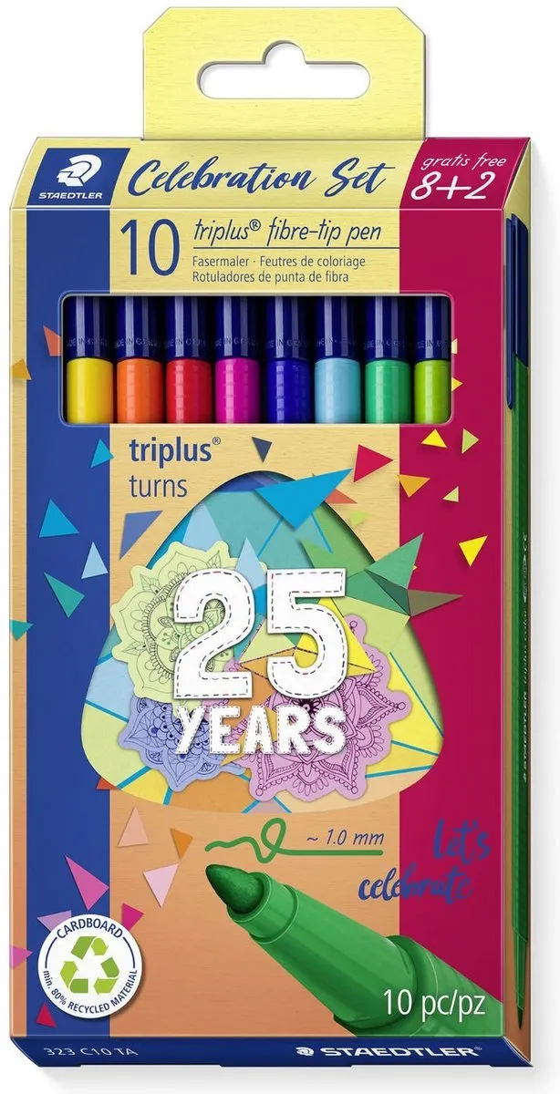 STAEDTLER triplus color 323 Viltstift - 10 Stuks - Meerkleurig