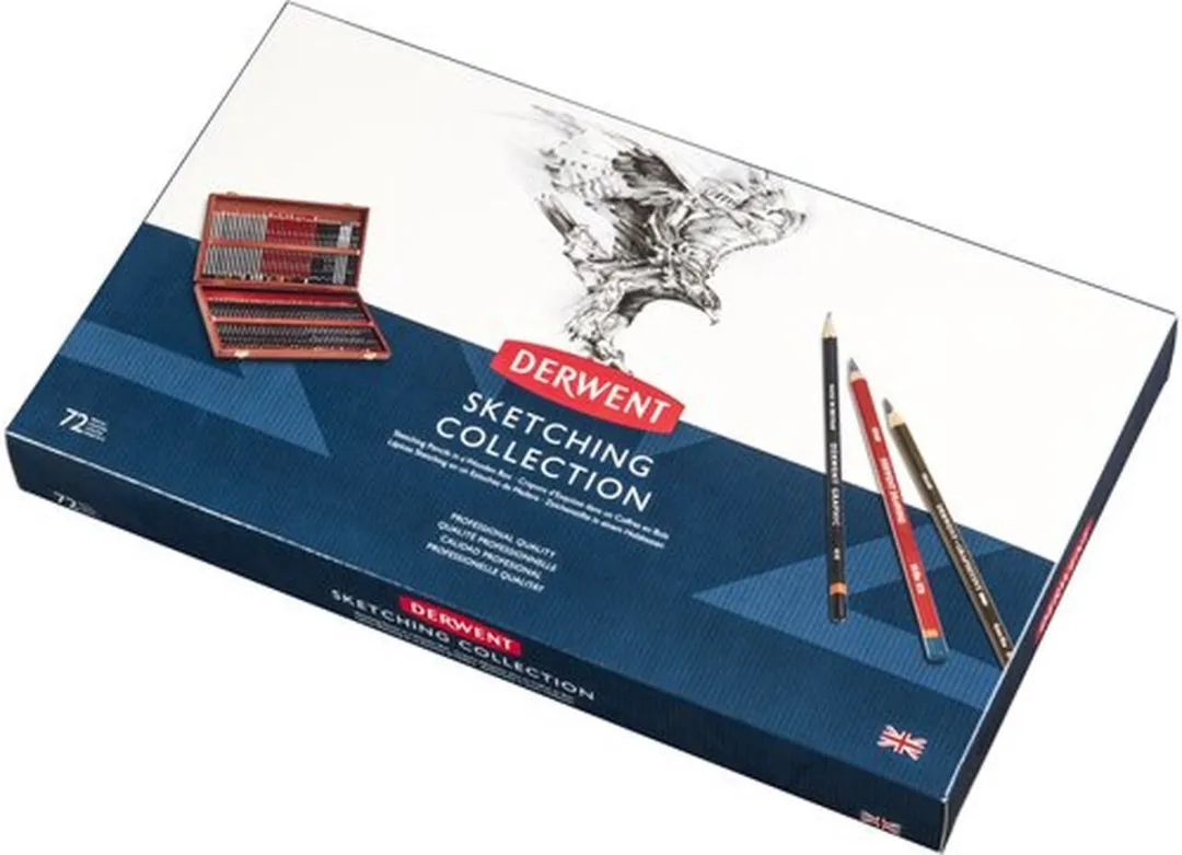 Derwent Sketching Potloden 72 Stuks - Houten Kist