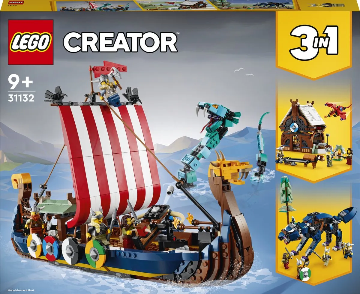 LEGO Creator Vehicles 31132 Vikingschip & Midgaardslang