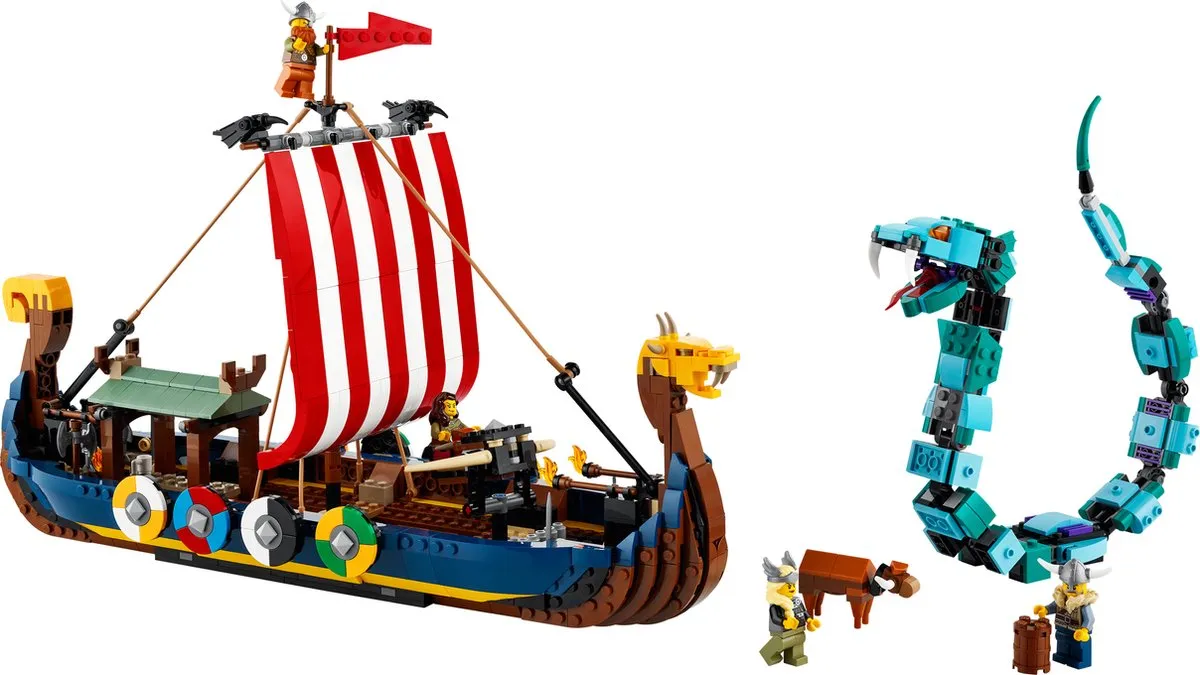LEGO Creator Vehicles 31132 Vikingschip & Midgaardslang - 4 Minifiguren