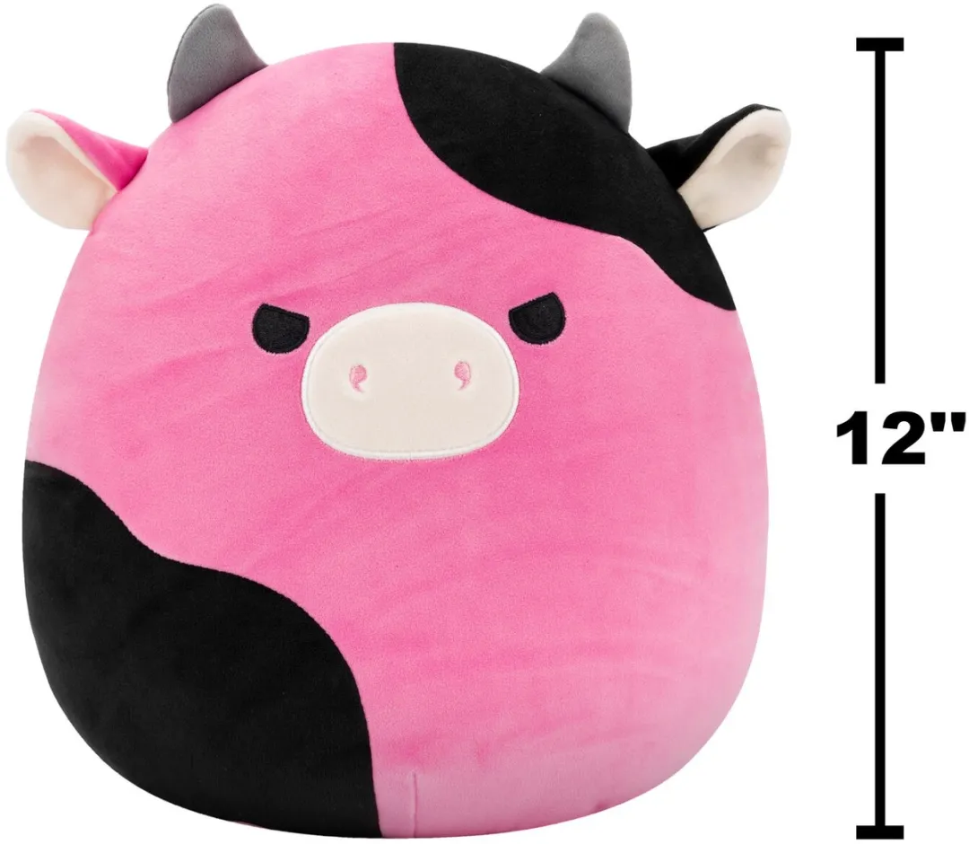 Squishmallows Pollyanna Pluche Koe 30cm - Zwart & Roze