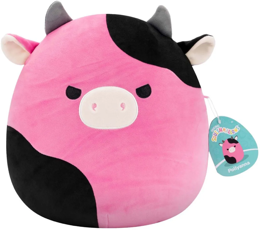 Squishmallows Pollyanna Pluche Koe 30cm - Zwart & Roze