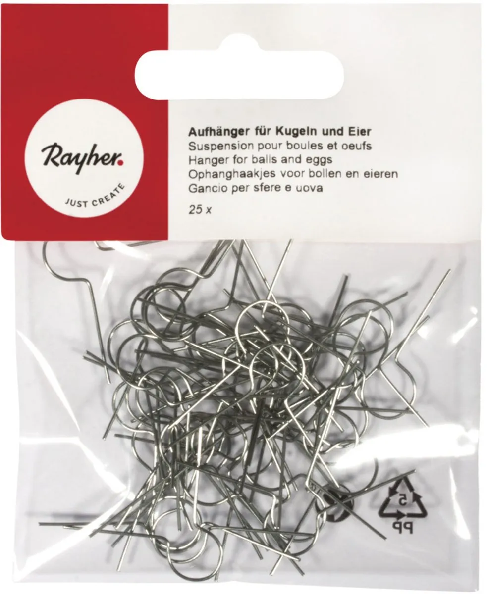 Rayher Kerstbalhaakjes Zilver - 25 Stuks