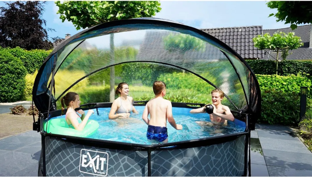 EXIT Stone Zwembad 320cm Grijs - met Filterpomp & Overkapping