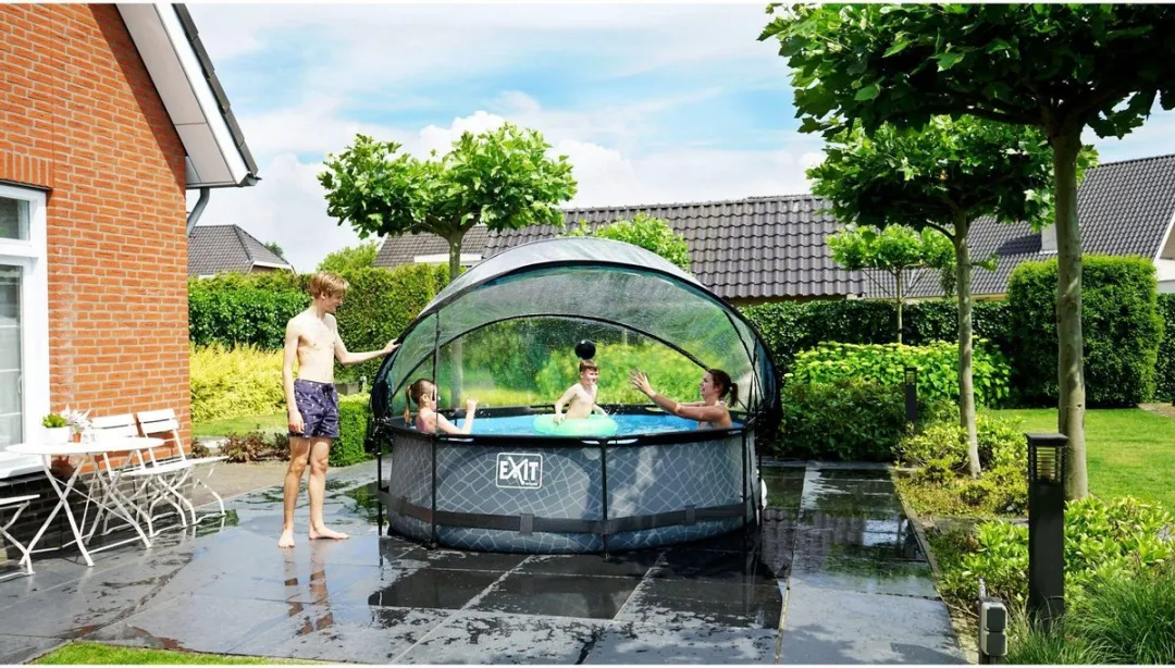 EXIT Stone Zwembad 320cm Grijs - met Filterpomp & Overkapping